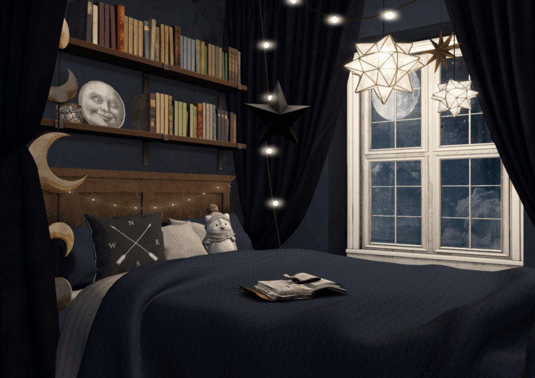 Interior: Navy Cosmos Bedroom